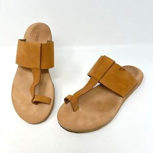 Vince. T-Strap Toe‎ Loop Sandals Leather Brown Size 8